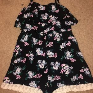 Black Floral Romper